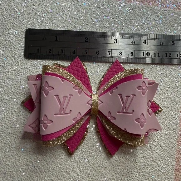 Pink and Gold layered bow - Picture 2 of 3
